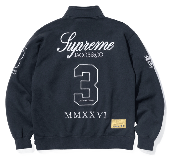 Supreme x La Martina Zip Up Sweatshirt - Navy (front)