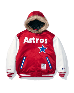 Supreme x Mitchell & Ness Hooded Satin Varsity Jacket Astros