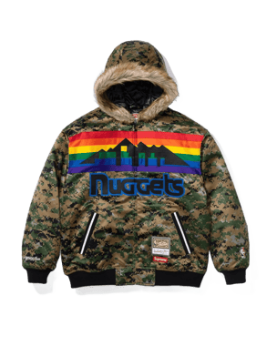 Supreme x Mitchell & Ness Hooded Satin Varsity Jacket Nuggets