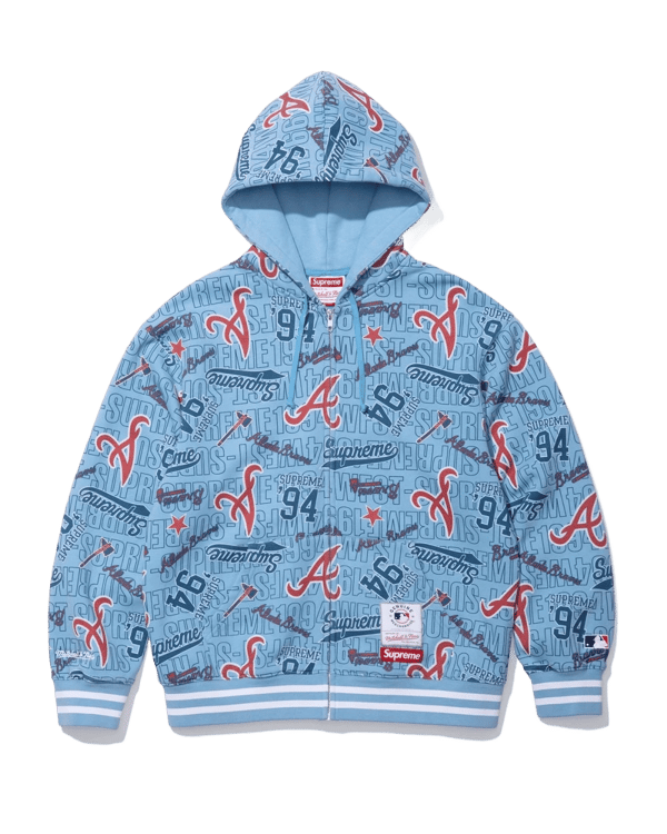 Supreme x Mitchell & Ness Hooded Sweatshirt - Braves (front)