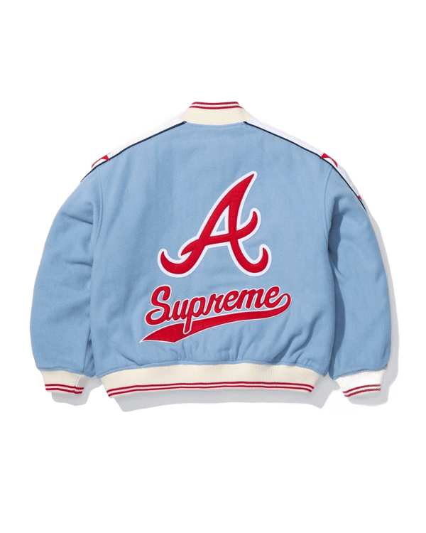 Supreme x Mitchell & Ness Wool Varsity Jacket - Braves (front)