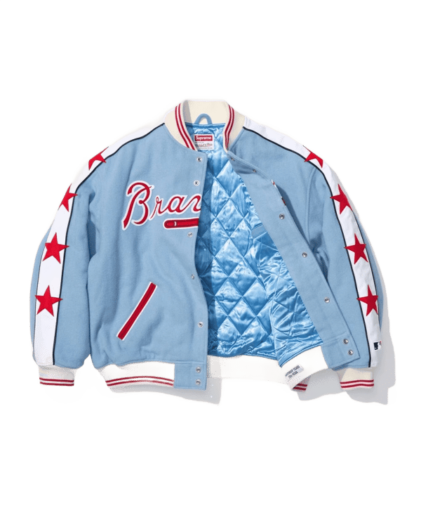 Supreme x Mitchell & Ness Wool Varsity Jacket - Braves (front)