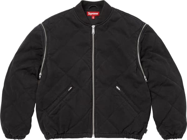 Supreme Zip-Off Sleeve Quilted Bomber Jacket - Black (front)
