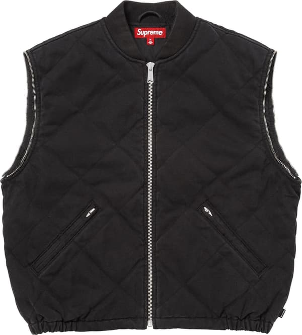 Supreme Zip-Off Sleeve Quilted Bomber Jacket - Black (front)