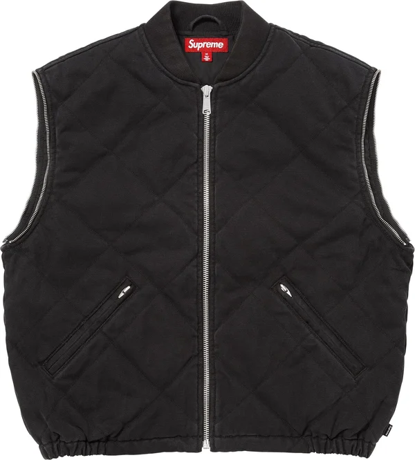 Supreme Zip-Off Sleeve Quilted Bomber Jacket - Black (front)