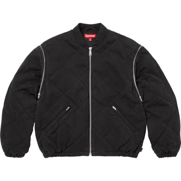 Supreme Zip-Off Sleeve Quilted Bomber Jacket - Black (front)