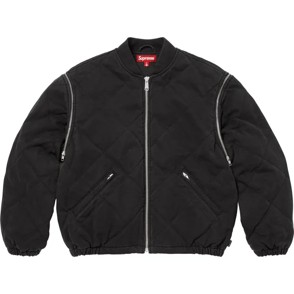 Supreme Zip-Off Sleeve Quilted Bomber Jacket - Black (front)