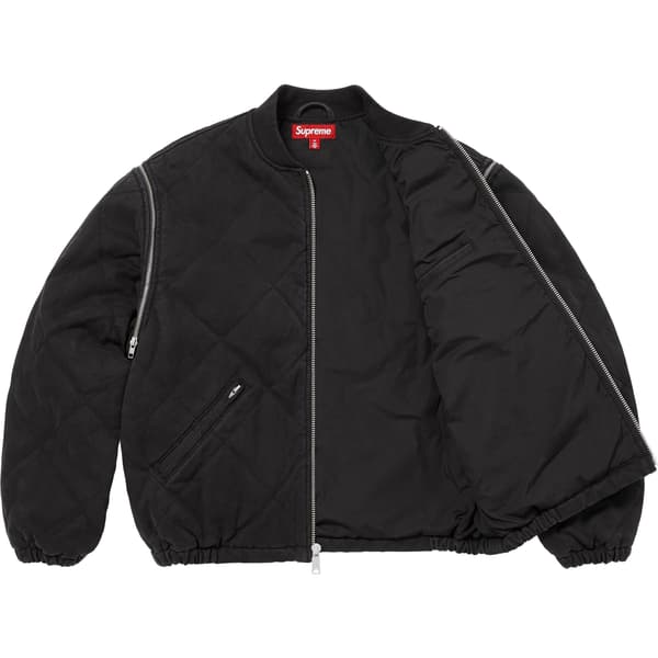 Supreme Zip-Off Sleeve Quilted Bomber Jacket - Black (front)