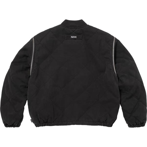 Supreme Zip-Off Sleeve Quilted Bomber Jacket - Black (front)