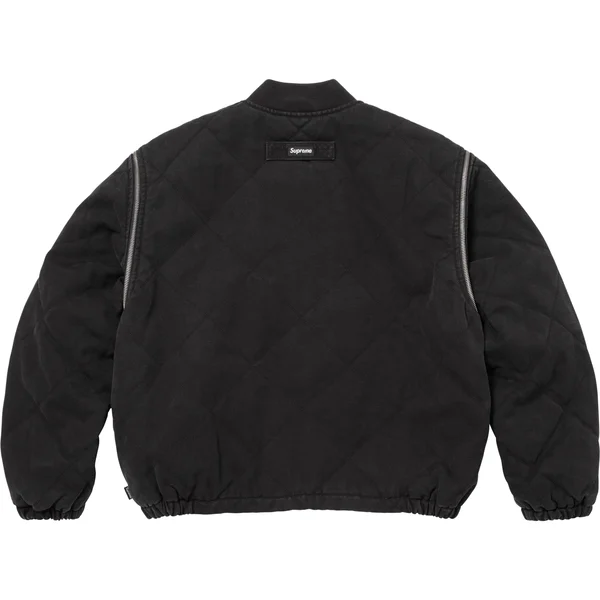 Supreme Zip-Off Sleeve Quilted Bomber Jacket - Black (front)