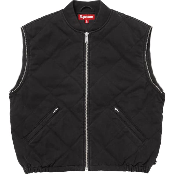 Supreme Zip-Off Sleeve Quilted Bomber Jacket - Black (front)