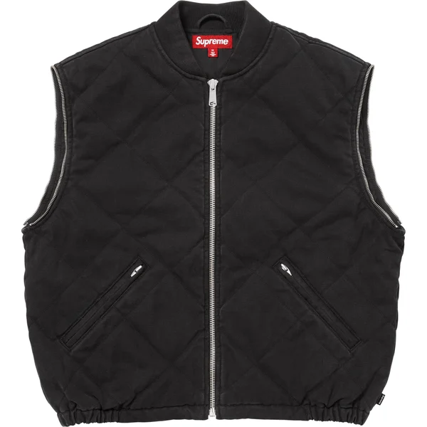 Supreme Zip-Off Sleeve Quilted Bomber Jacket - Black (front)