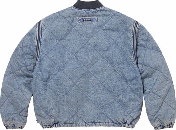 Supreme Zip-Off Sleeve Quilted Bomber Jacket - Denim (front)
