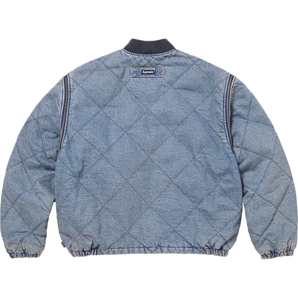 Supreme Zip-Off Sleeve Quilted Bomber Jacket - Denim (front)