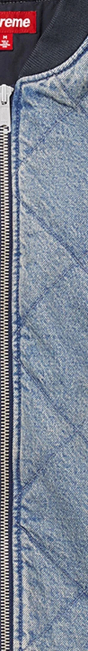 Supreme Zip-Off Sleeve Quilted Bomber Jacket - Denim (front)