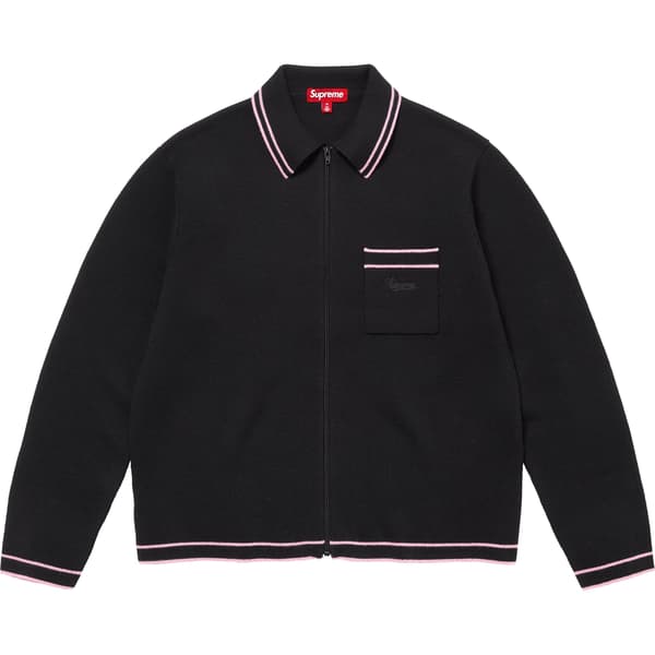 Supreme Zip Up Polo Sweater - Black (front)