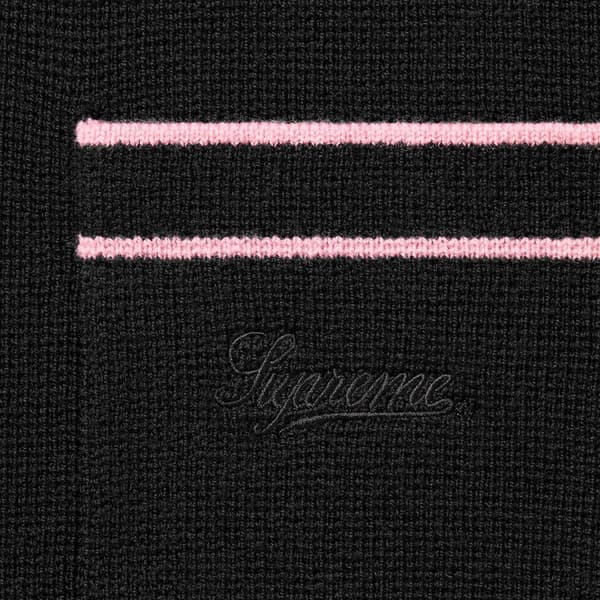 Supreme Zip Up Polo Sweater - Black (front)