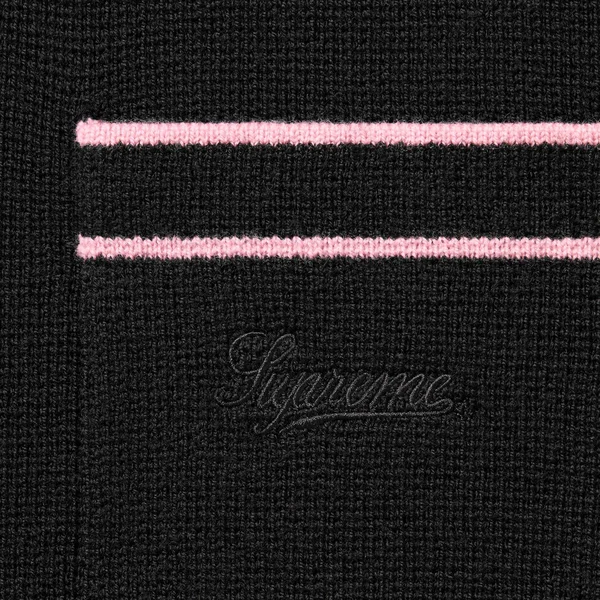 Supreme Zip Up Polo Sweater - Black (front)