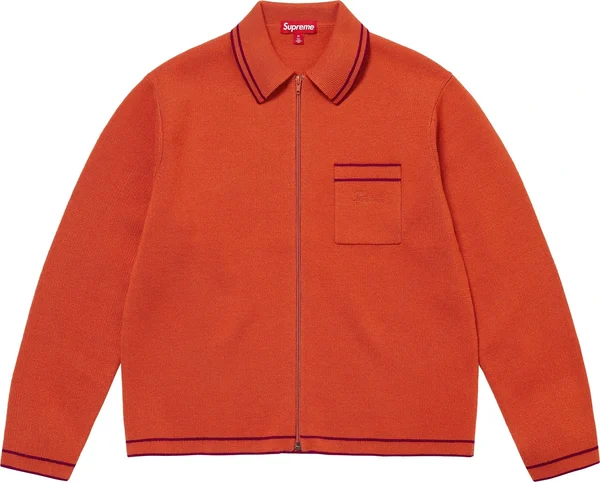 Supreme Zip Up Polo Sweater - Burnt Orange (front)