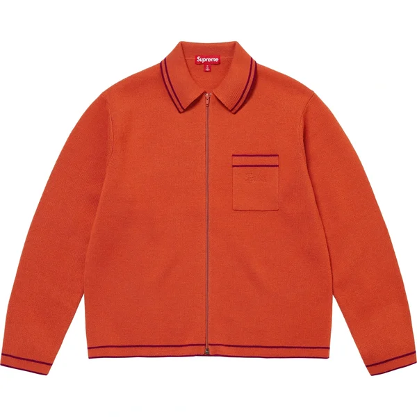 Supreme Zip Up Polo Sweater - Burnt Orange (front)