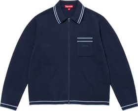 Supreme Zip Up Polo Sweater Navy