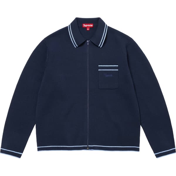 Supreme Zip Up Polo Sweater - Navy (front)