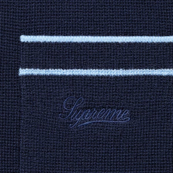 Supreme Zip Up Polo Sweater - Navy (front)