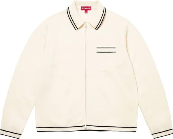 Supreme Zip Up Polo Sweater - White (front)