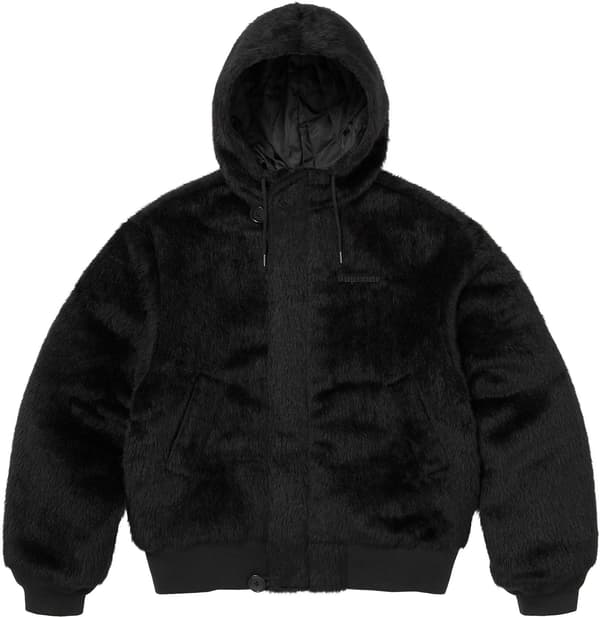 Supreme®/Alpha Industries® Wool Hooded Bomber Jacket - Black (front)