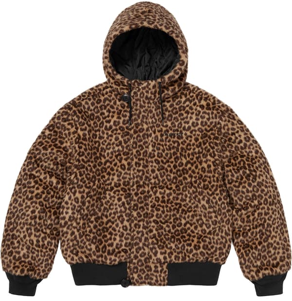 Supreme®/Alpha Industries® Wool Hooded Bomber Jacket - Leopard (front)