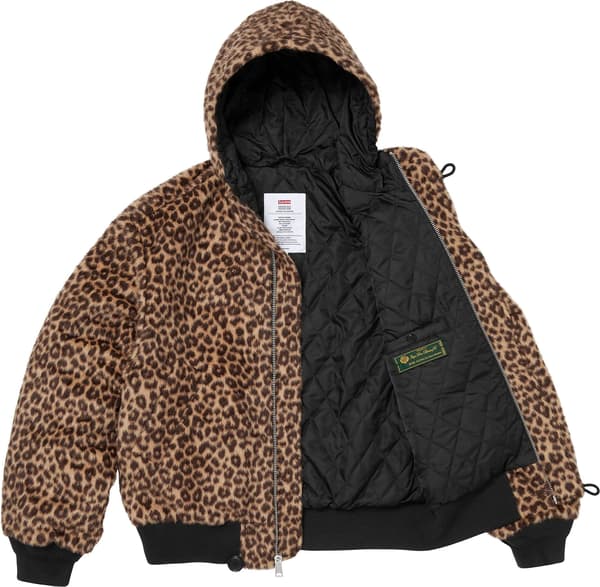 Supreme®/Alpha Industries® Wool Hooded Bomber Jacket - Leopard (detail)