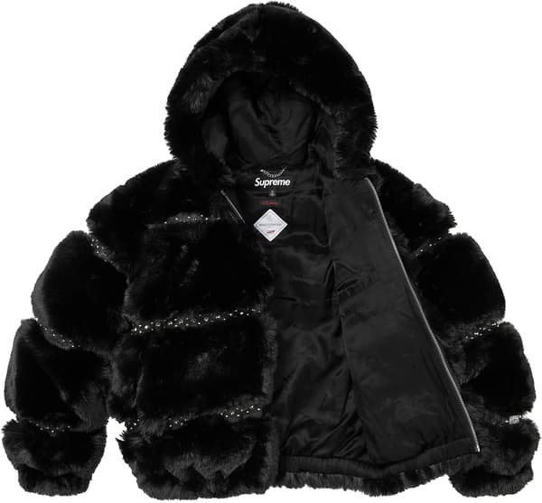 Supreme®/b.b. Simon® Faux Fur WINDSTOPPER® Hooded Bomber Jacket - Black (detail)