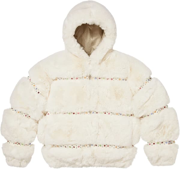 Supreme®/b.b. Simon® Faux Fur WINDSTOPPER® Hooded Bomber Jacket - White (front)