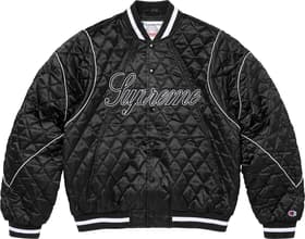 Supreme®/Champion® Quilted Satin Varsity Jacket Black