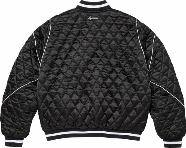Supreme®/Champion® Quilted Satin Varsity Jacket - Black (detail)