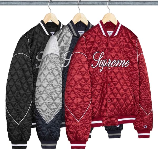Supreme®/Champion® Quilted Satin Varsity Jacket - Group Shot