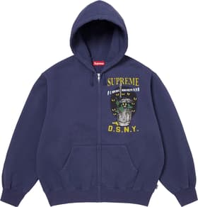 Supreme/DSNY Zip Up Hooded Sweatshirt Washed Navy