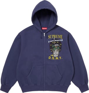 Supreme/DSNY Zip Up Hooded Sweatshirt Washed Navy