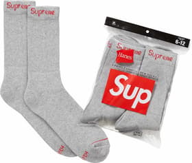 Supreme®/Hanes® Crew Socks (4 Pack) Heather Grey