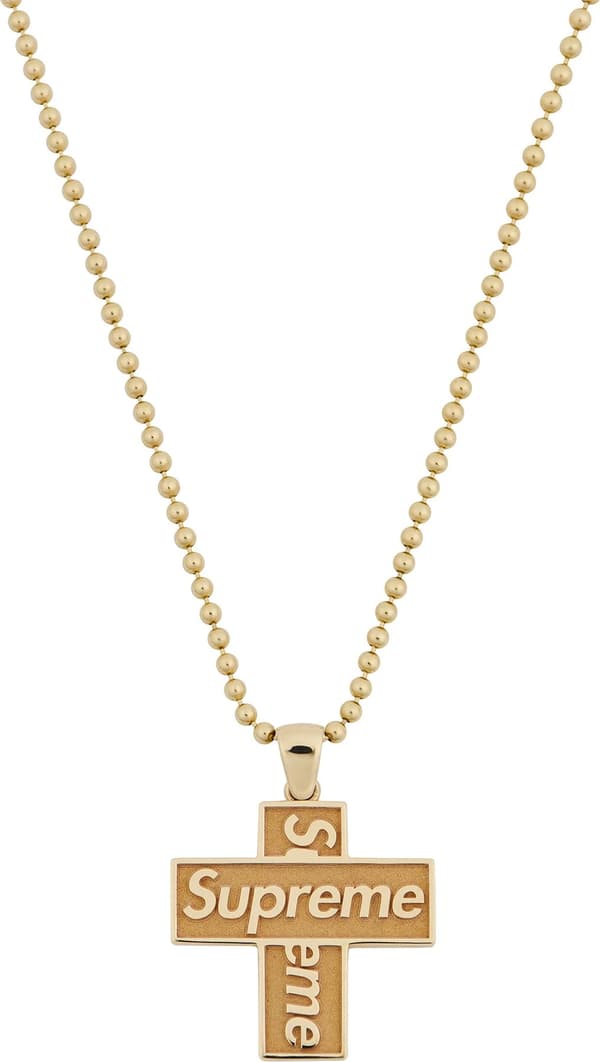 Supreme®/Jacob & Co. Cross Box Logo Pendant - 14K Gold (front)