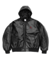 Supreme®/Jordan® Hooded Leather Jacket - Black (front)