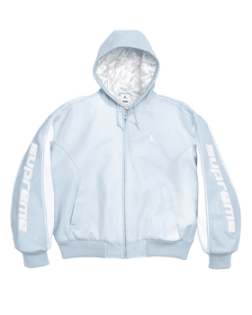 Supreme®/Jordan® Hooded Leather Jacket Blue