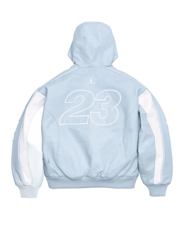 Supreme®/Jordan® Hooded Leather Jacket - Blue (back)