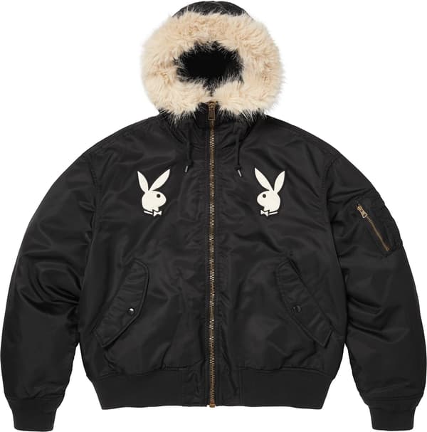 Supreme®/Playboy® Hooded MA-1 - Black (front)