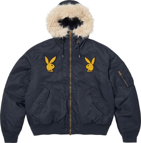 Supreme®/Playboy® Hooded MA-1 - Navy (front)