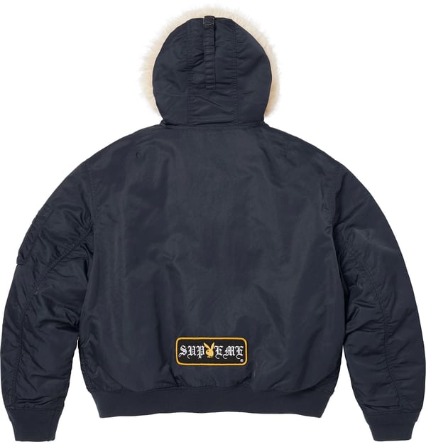 Supreme®/Playboy® Hooded MA-1 - Navy (detail)