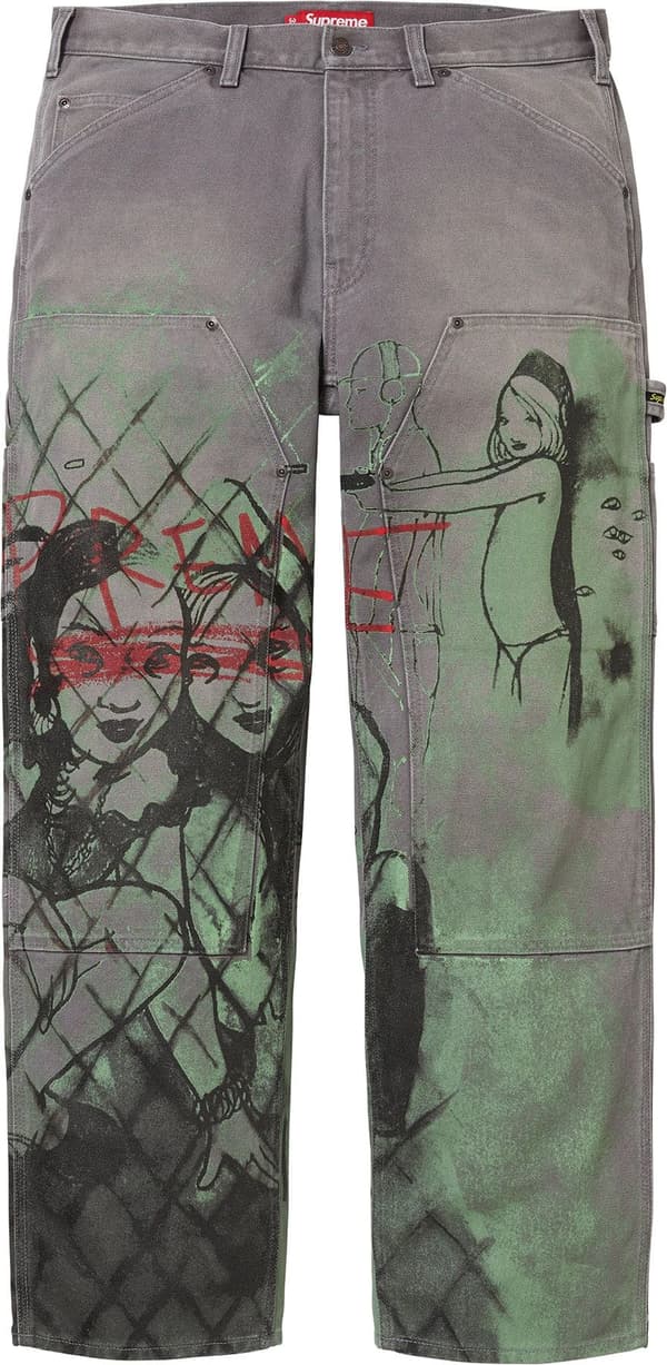 Supreme/Rita Ackermann Double Knee Painter Pant - Grey (front)