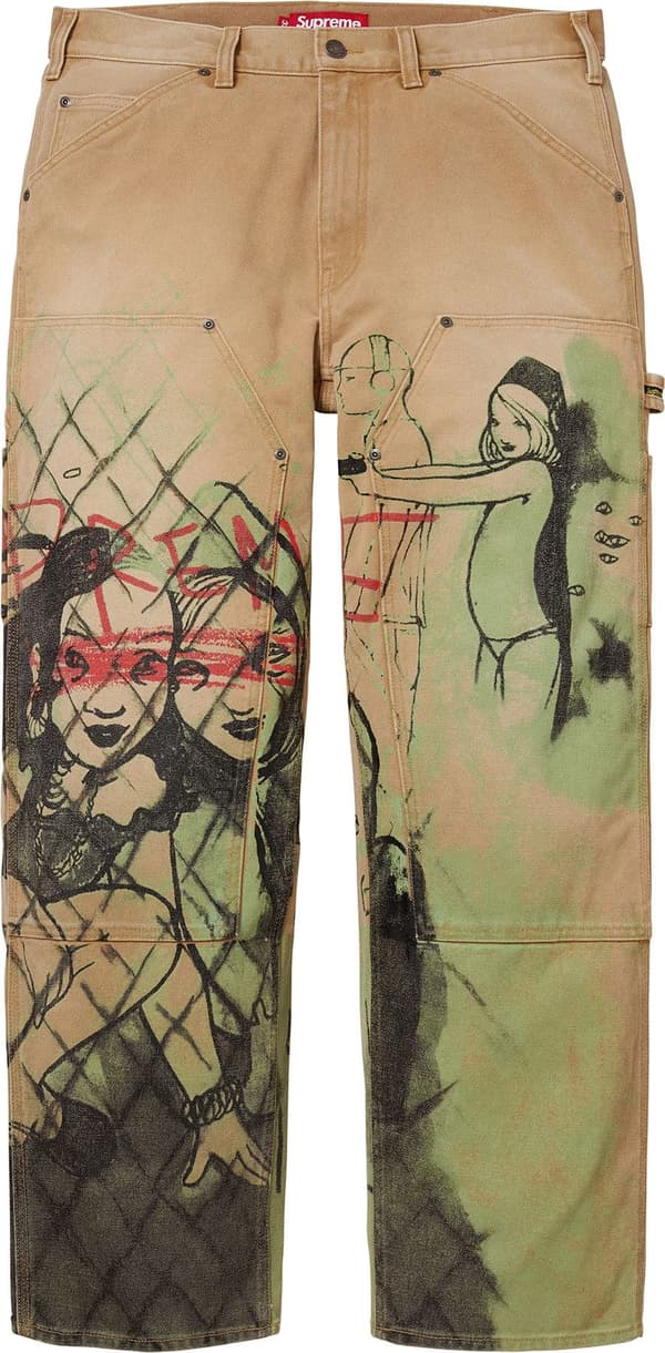 Supreme/Rita Ackermann Double Knee Painter Pant - Tan (front)