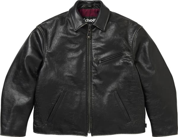 Supreme®/Schott® Distressed Leather Jacket - Black (front)
