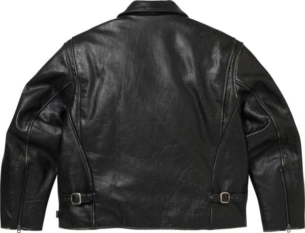 Supreme®/Schott® Distressed Leather Jacket - Black (detail)